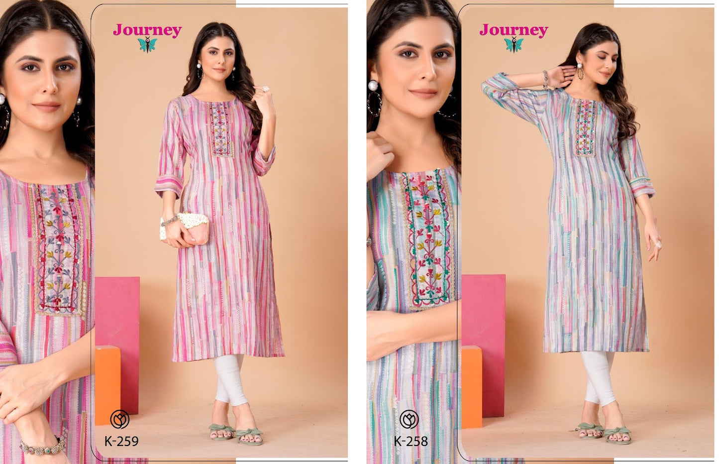 K 258-259 Journey Design Viscose Long Straight Kurti
