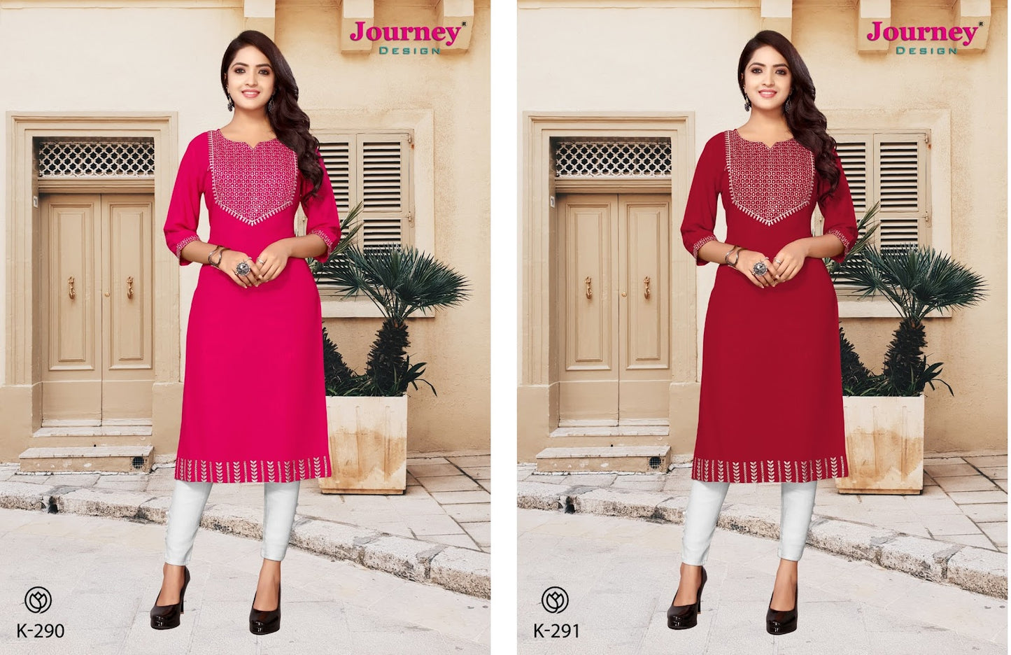 K 290-291 Journey Design Cotton Knee Length Kurtis Manufacturer Ahmedabad