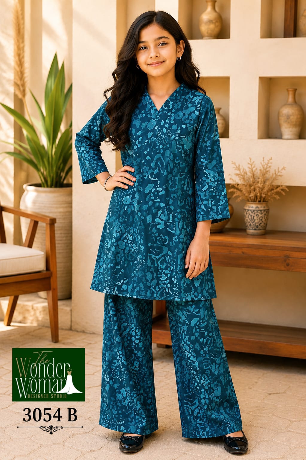K 3054 The Wonder Woman Mal Satin Girls Kurti Pant Supplier Gujarat