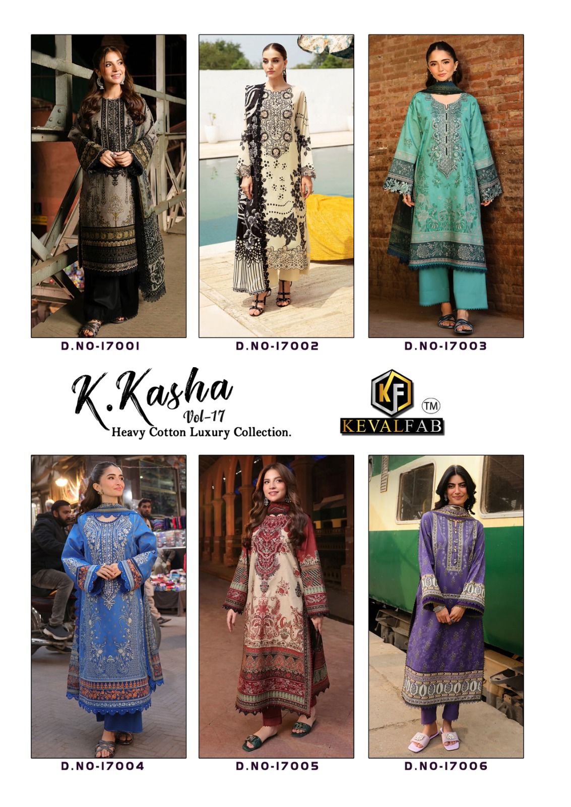 K Kasha Vol 17 Heavy Cotton Luxury Collection Keval Fab Karachi Salwar Suits Wholesale Rate