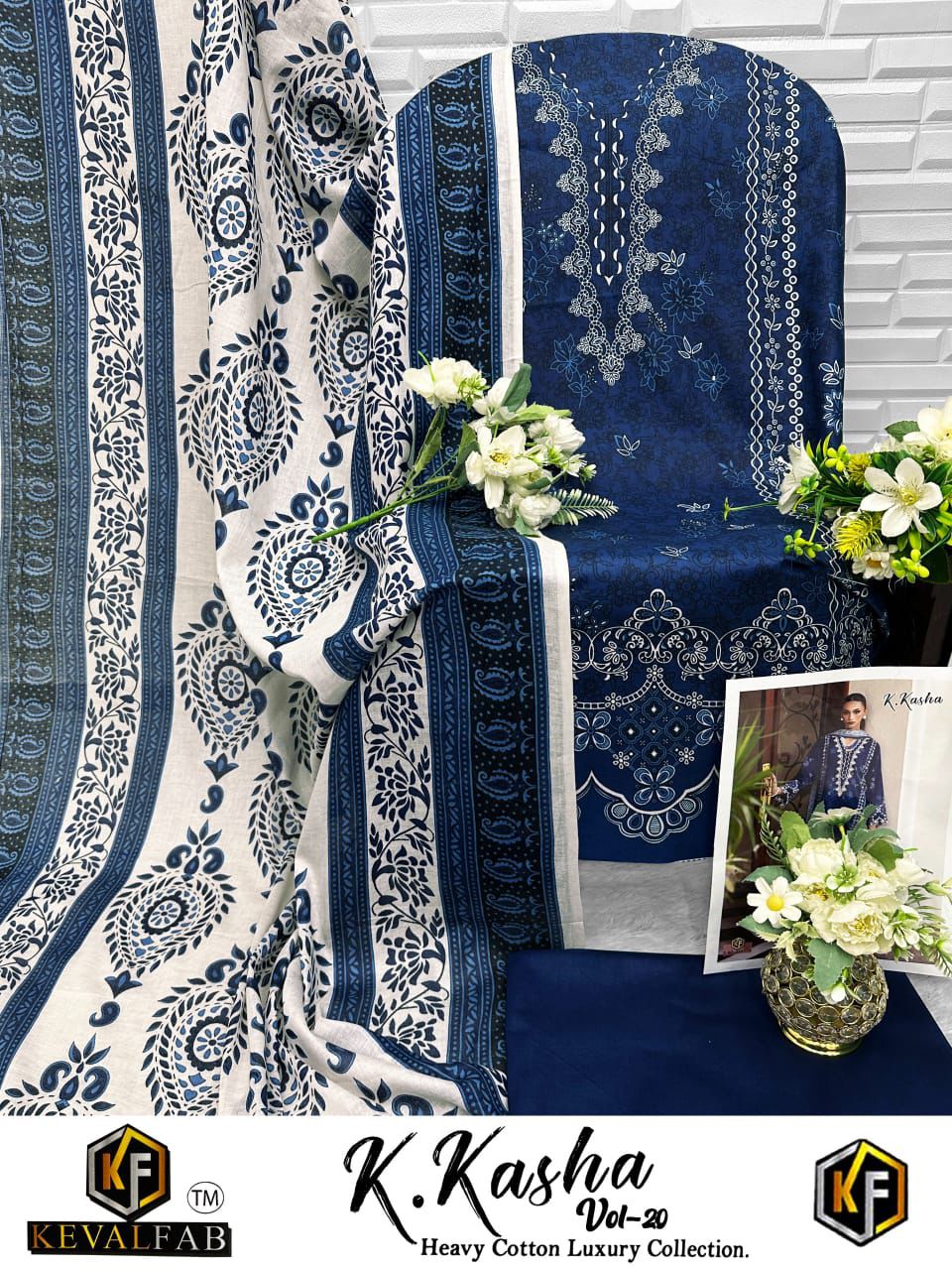 K Kasha Vol 20 Keval Fab Cotton Karachi Salwar Suits Wholesale Price