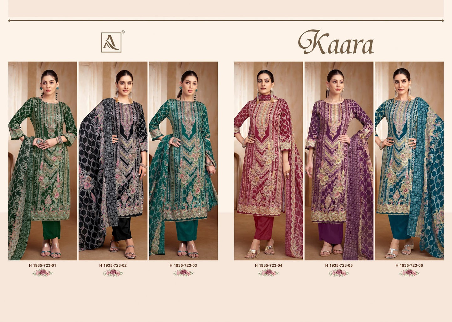 Kaara Alok Zam Karachi Salwar Suits Exporter Ahmedabad