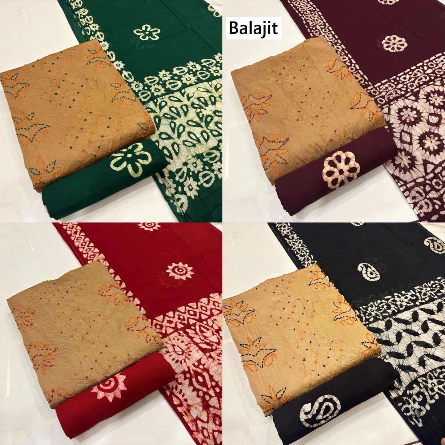 Kaatha Work 0112 Balajit Cotton Satin Salwar Suits Supplier