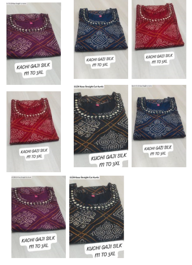 Kacchi 231124 Kaso Gaji Silk Straight Cut Kurtis Supplier India