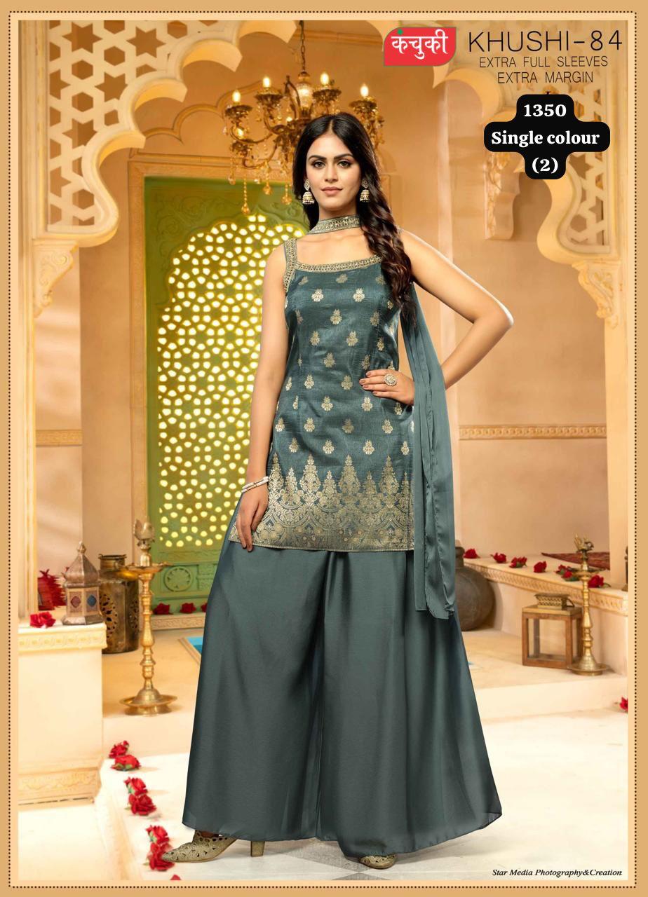 Kachuki Khushi-84 Designer Palazzo Suit - Wholesale Price | Embroidered Readymade Salwar Kameez