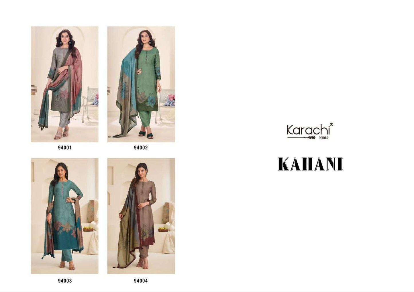Kahani Karachi Prints Viscose Muslin Pant Style Suits Supplier Gujarat