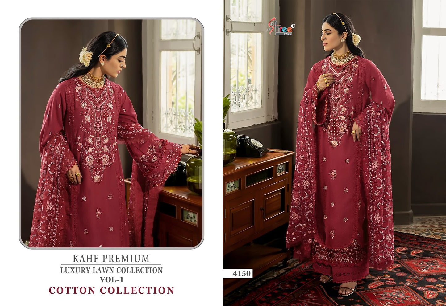 Kahf Vol 1 Luxury Lawn Cotton Shree Fabs Cotton Pakistani Salwar Suits Supplier