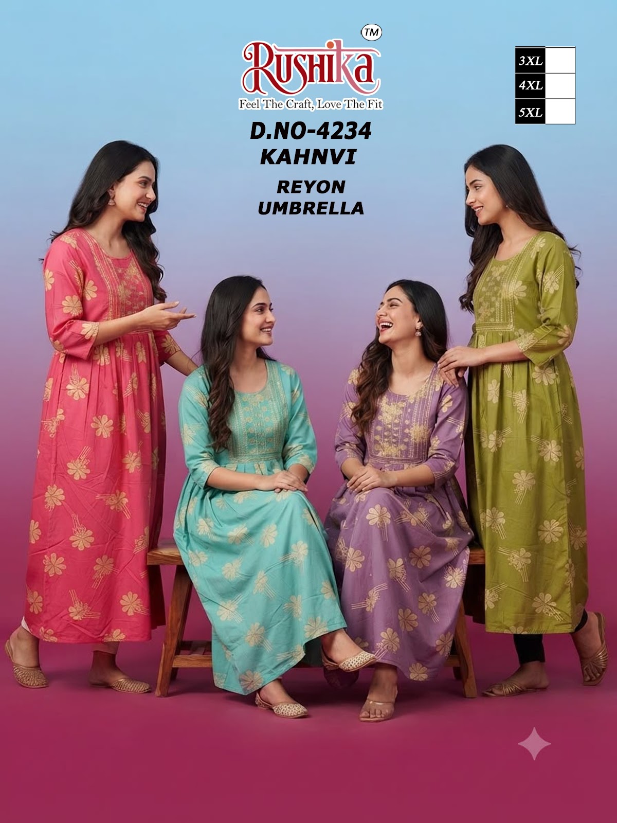 Kahnvi Plus Size Rushika Reyon Anarkali Kurtis Manufacturer India