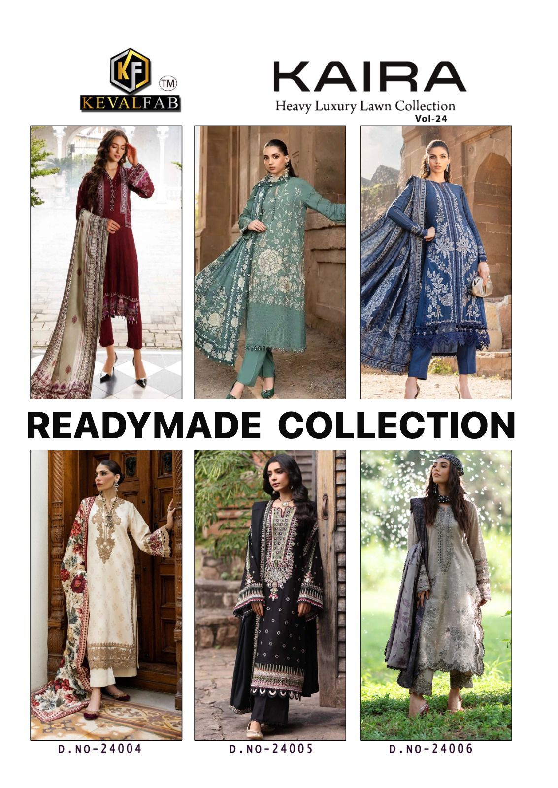 Kaira Vol 24 Heavy Luxury Lawn Collection Keval Fab Cotton Karachi Readymade Suits Wholesale Price