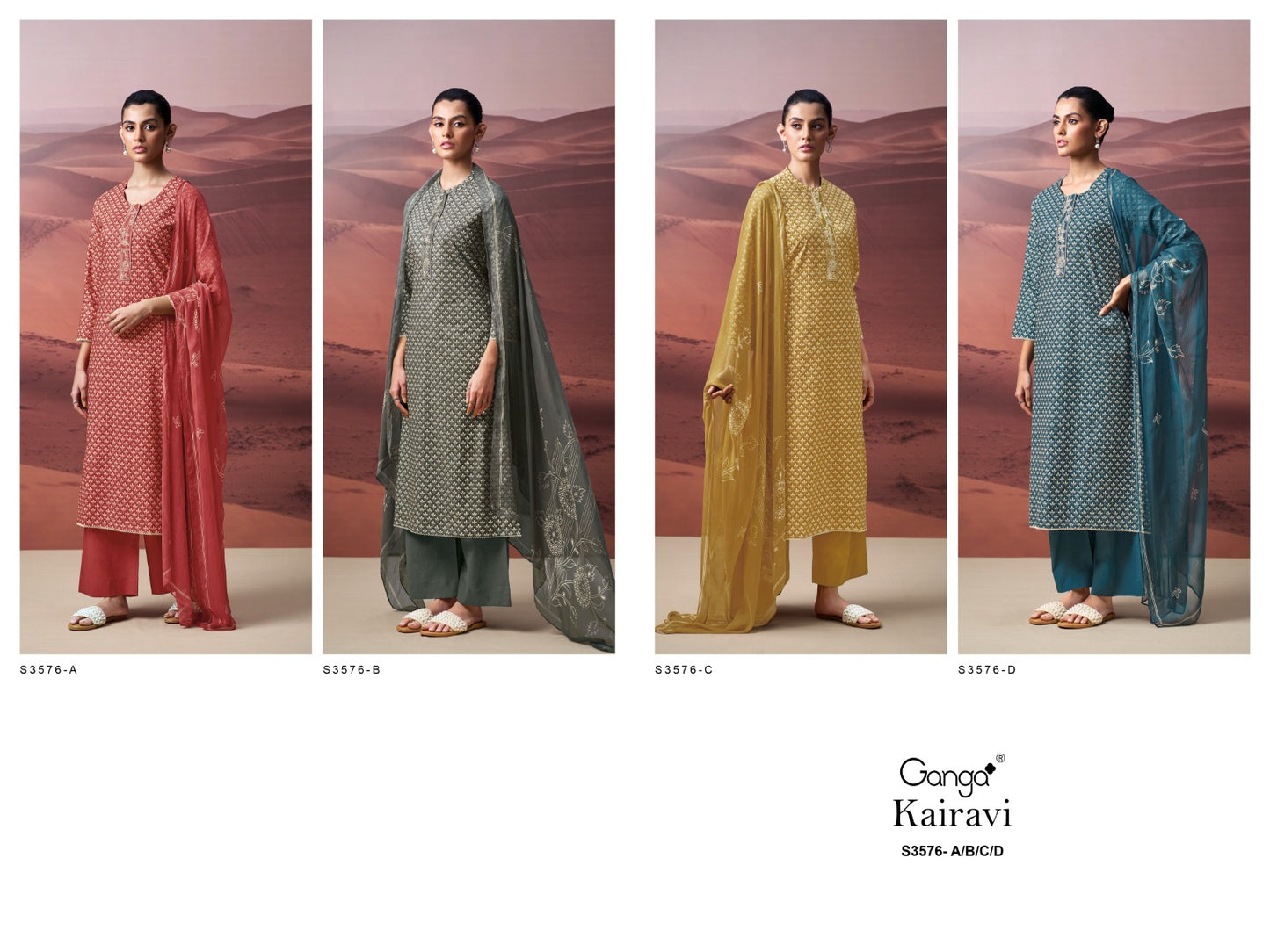 Kairavi 3576 Ganga Premium Cotton Plazzo Style Suits Wholesaler Gujarat