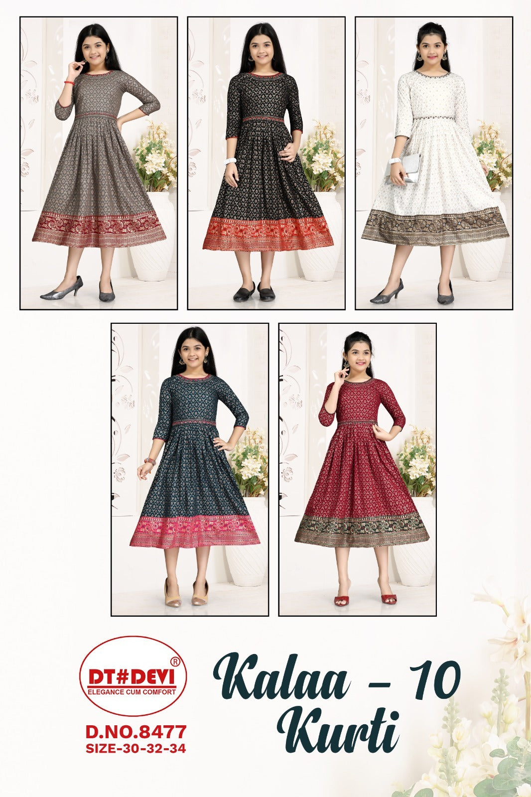 Kalaa 10 8477 Dt Devi Reyon Girls Anarkali Kurti