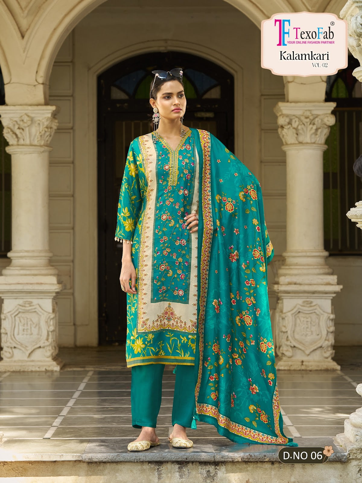 Kalamkari Vol 2 Texofab Crape Silk Readymade Pant Style Suits Manufacturer
