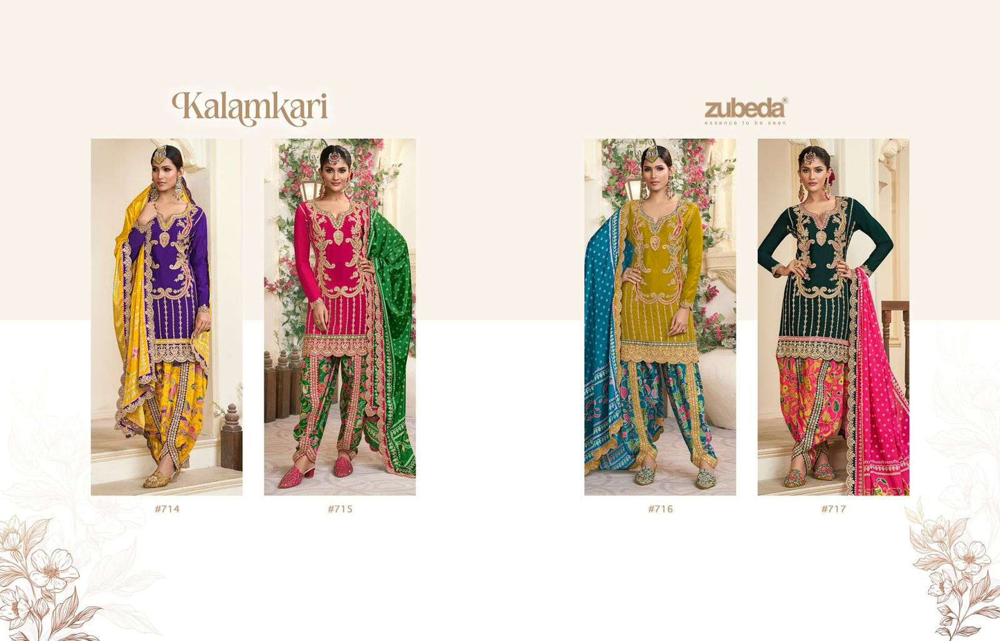 Kalamkari Zubeda Chinon Pakistani Readymade Suits Manufacturer Gujarat