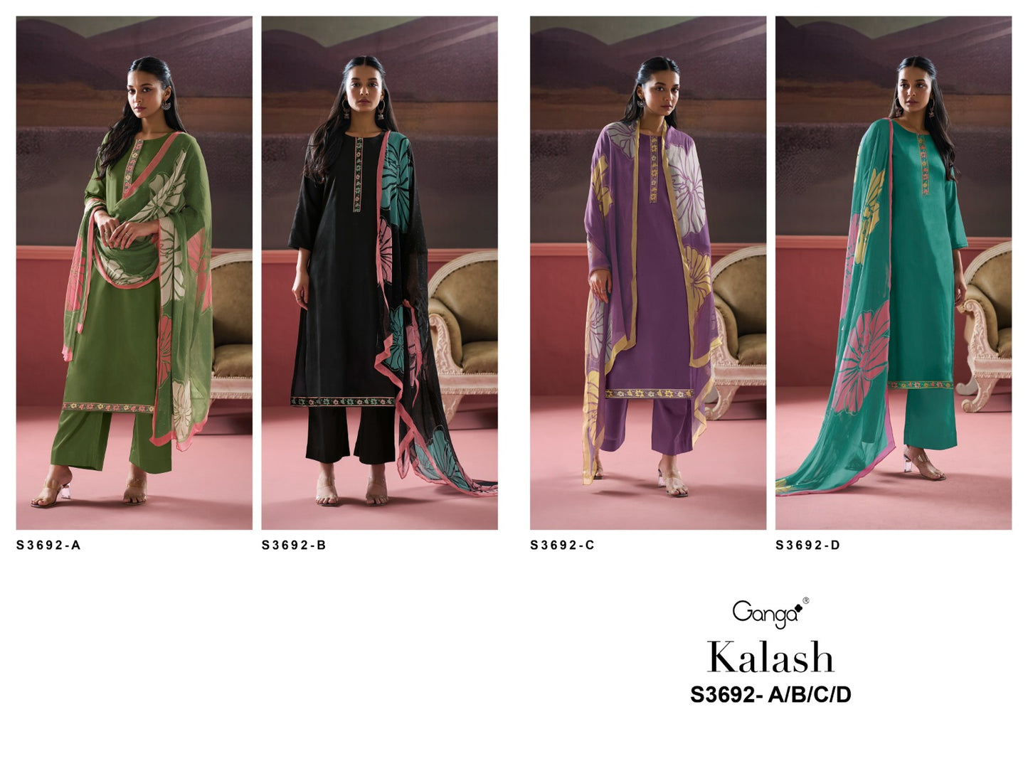 Kalash 3692 Ganga Premium Cotton Plazzo Style Suits Wholesale Price