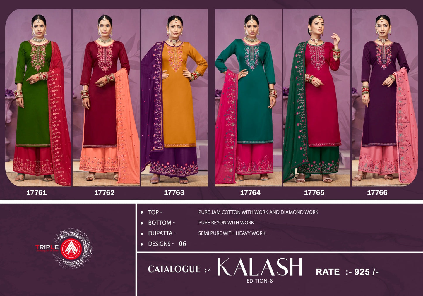 Kalash Edition 8 Triple Aaa Jaam Cotton Pant Style Suits Wholesaler India
