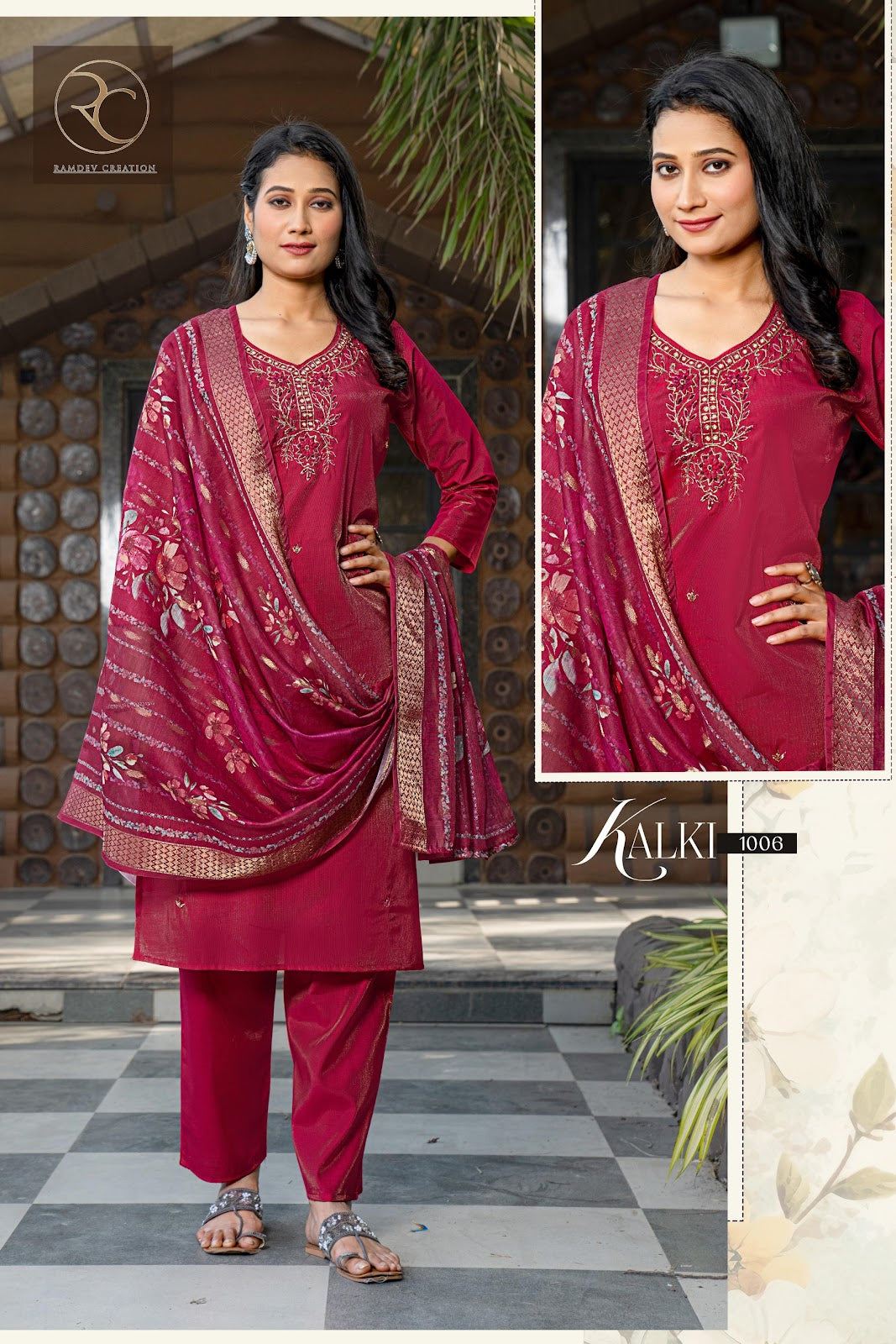 Kalki Ramdev Creation Gadwal Silk Readymade Pant Style Suits Wholesaler