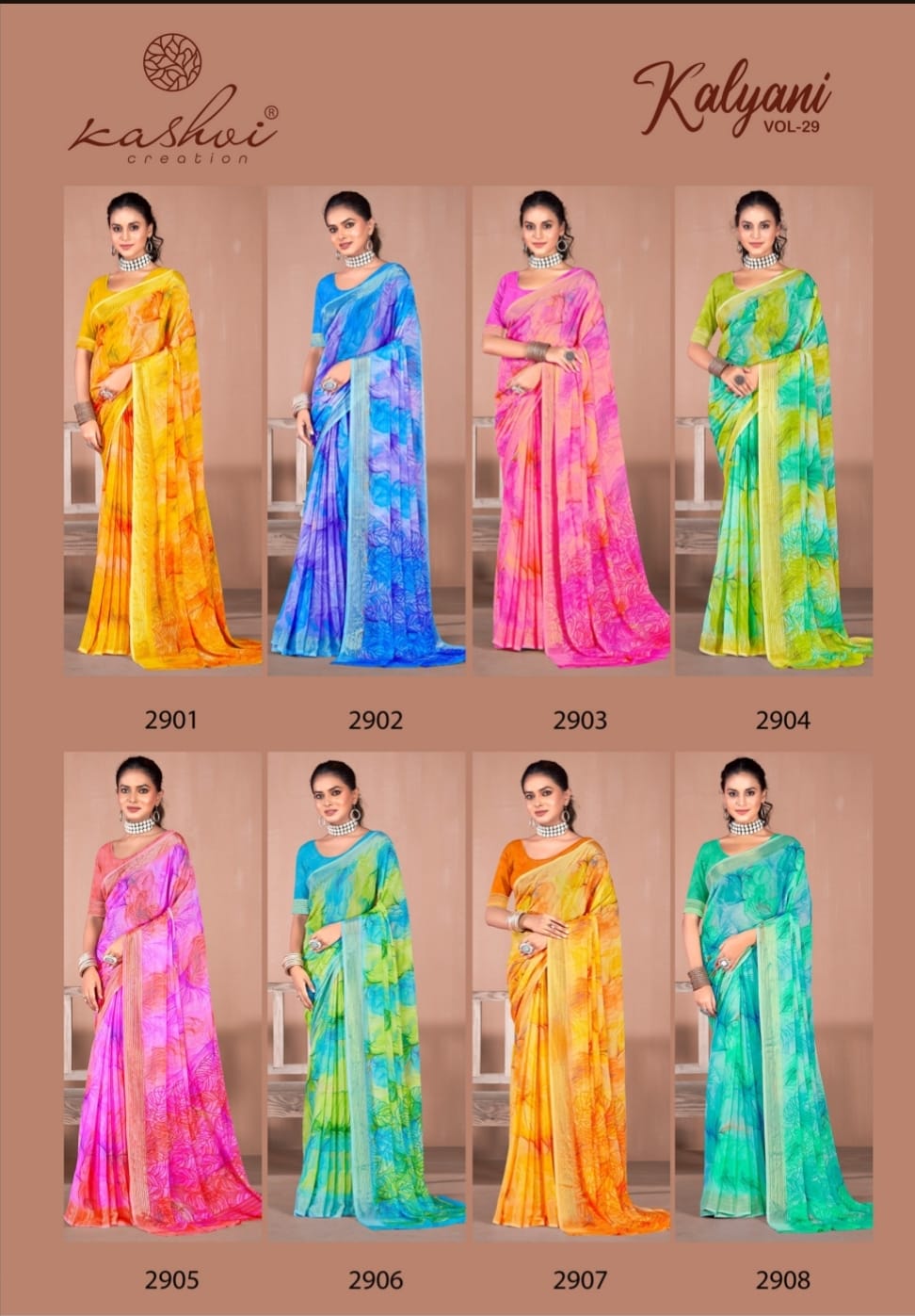 Kalyani Vol 29 Kashvi Creation Dull Moss Sarees Manufacturer Ahmedabad