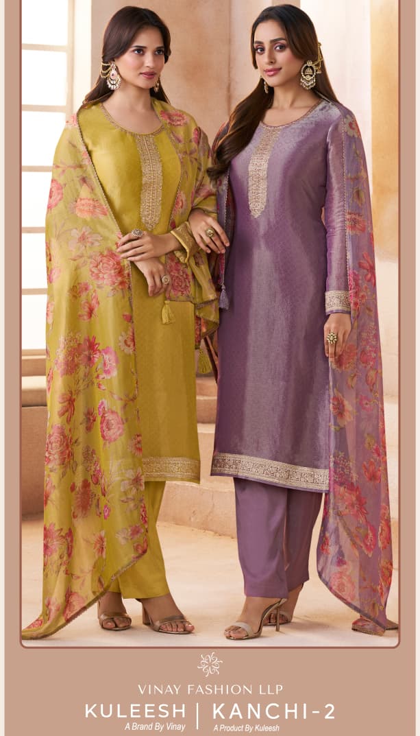 Kanchi 2 Kuleesh Vinay Fashion Llp Kanchipuram Silk Pant Style Suits Manufacturer India