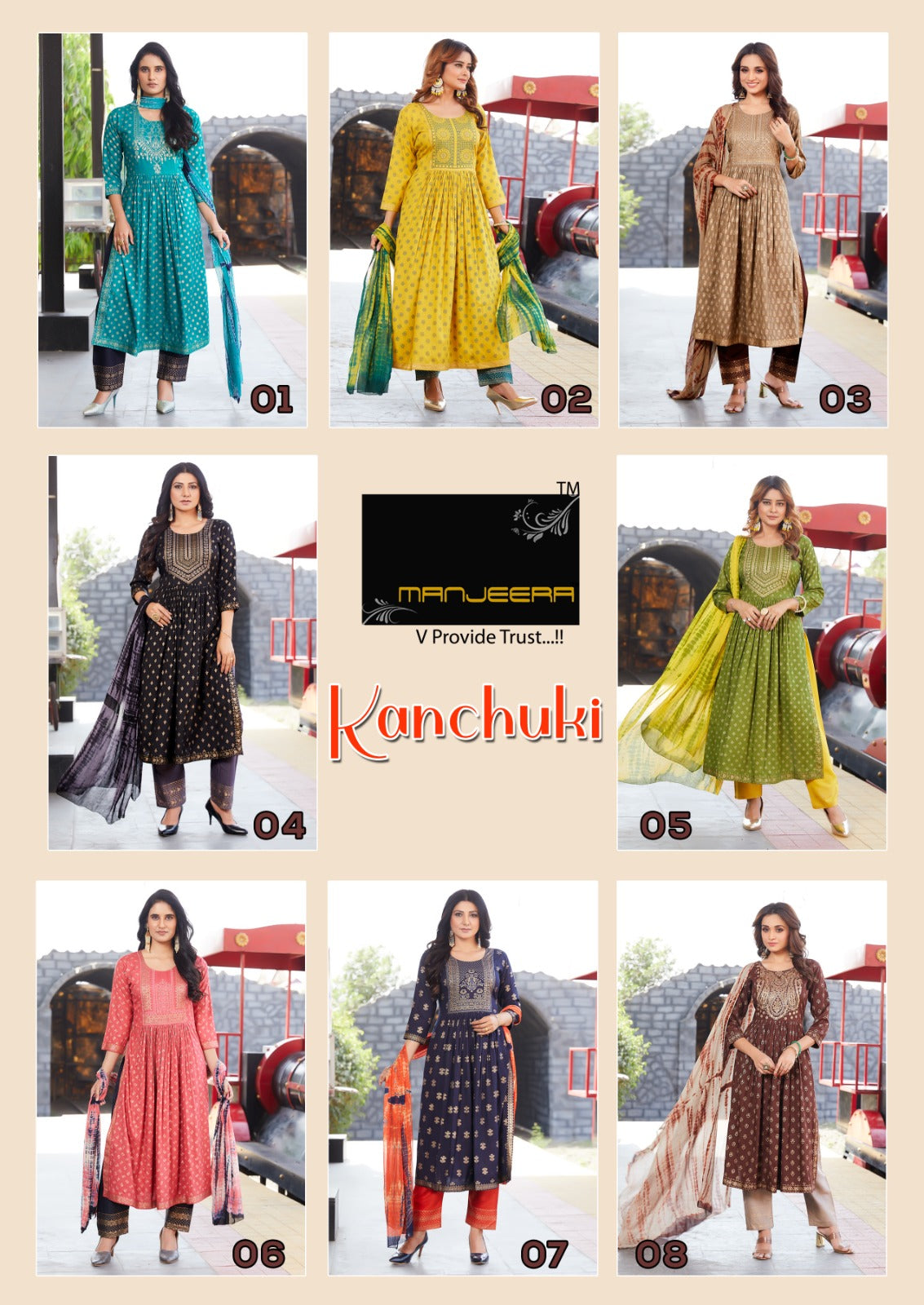 Kanchuki Manjeera Two Tone Readymade Pant Style Suits