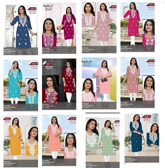 Kanika Ayg Rayon 14Kg Straight Cut Kurtis Supplier