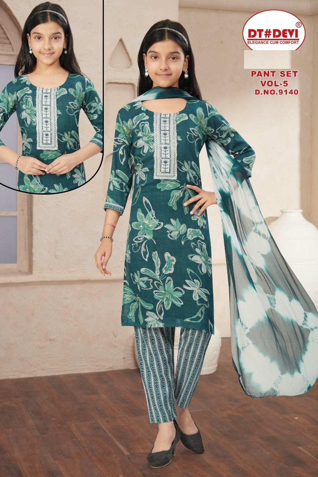 Kanta Vol 5 Dn 9140 Dt Devi Capsule Girls Readymade Pant Suits Manufacturer Gujarat