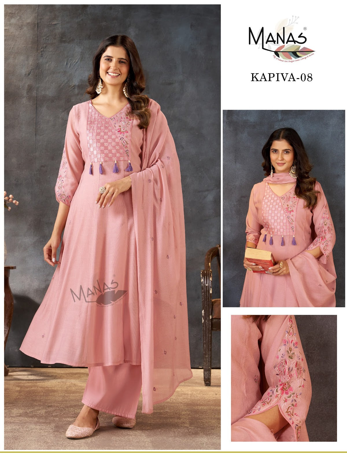 Kapiva 07-08 Manas Coral Readymade Anarkali Suits Supplier India