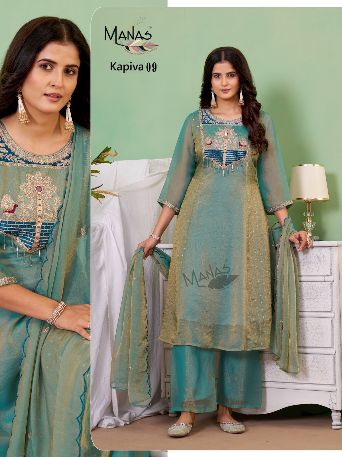 Kapiva 09-11 Manas Moss Readymade Anarkali Suits Manufacturer