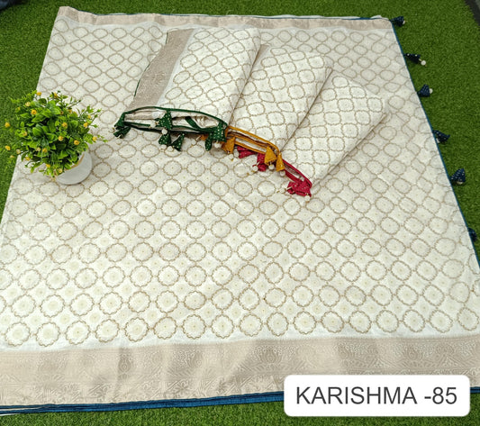 Karishma 85 White Kalpveli Spun Cotton Sarees Wholesaler India
