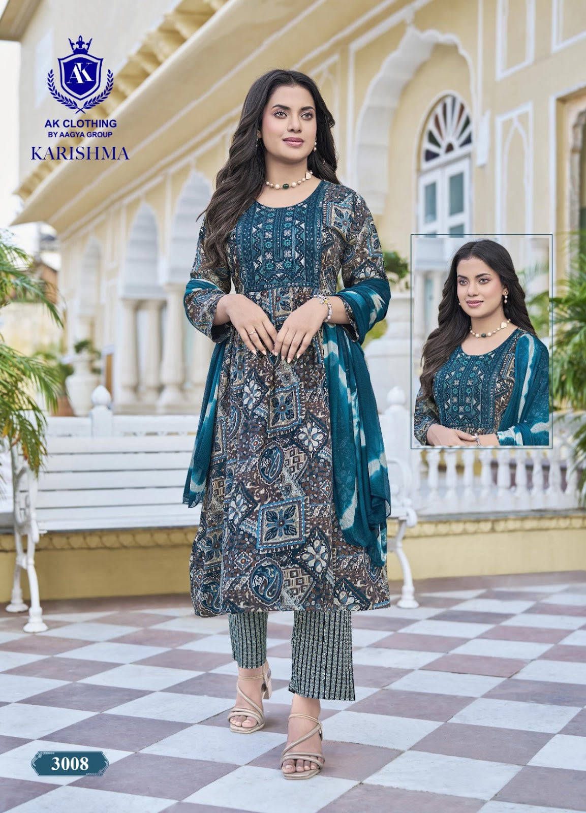 Karishma Vol 3 Ak Clothing Rayon Readymade Pant Style Suits Wholesaler Ahmedabad