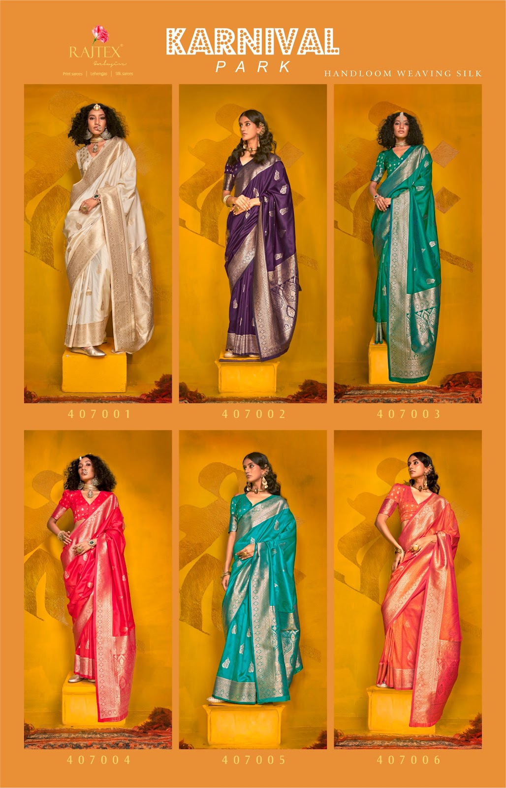Karnival Park 407001 To 407006 Rajtex Silk Sarees Wholesaler Gujarat