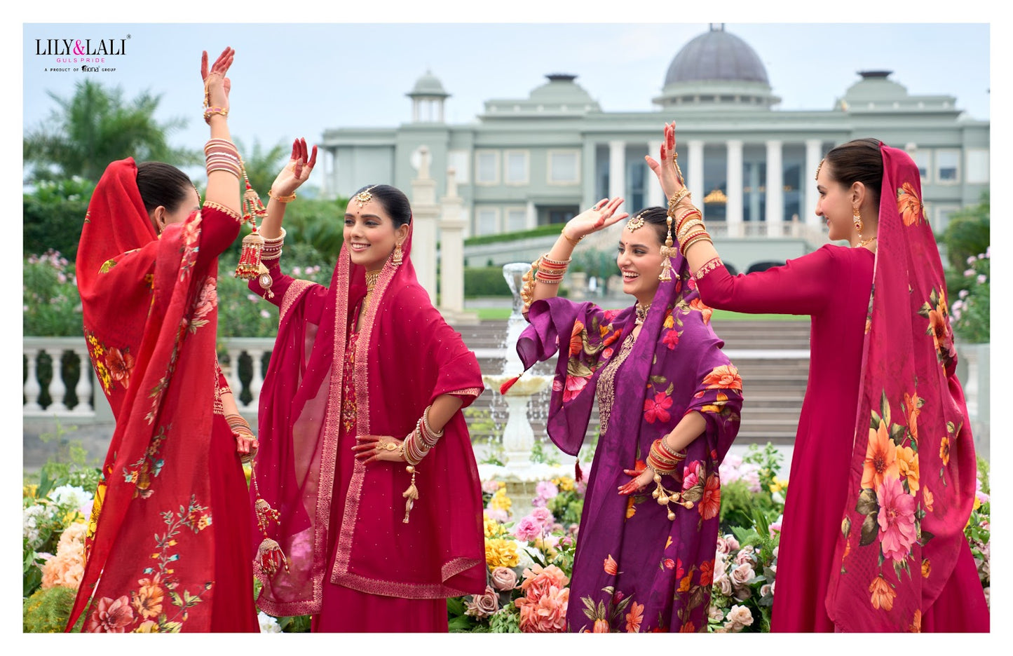 Karwa Lily Lali Vichitra Silk Readymade Anarkali Suits Supplier Gujarat