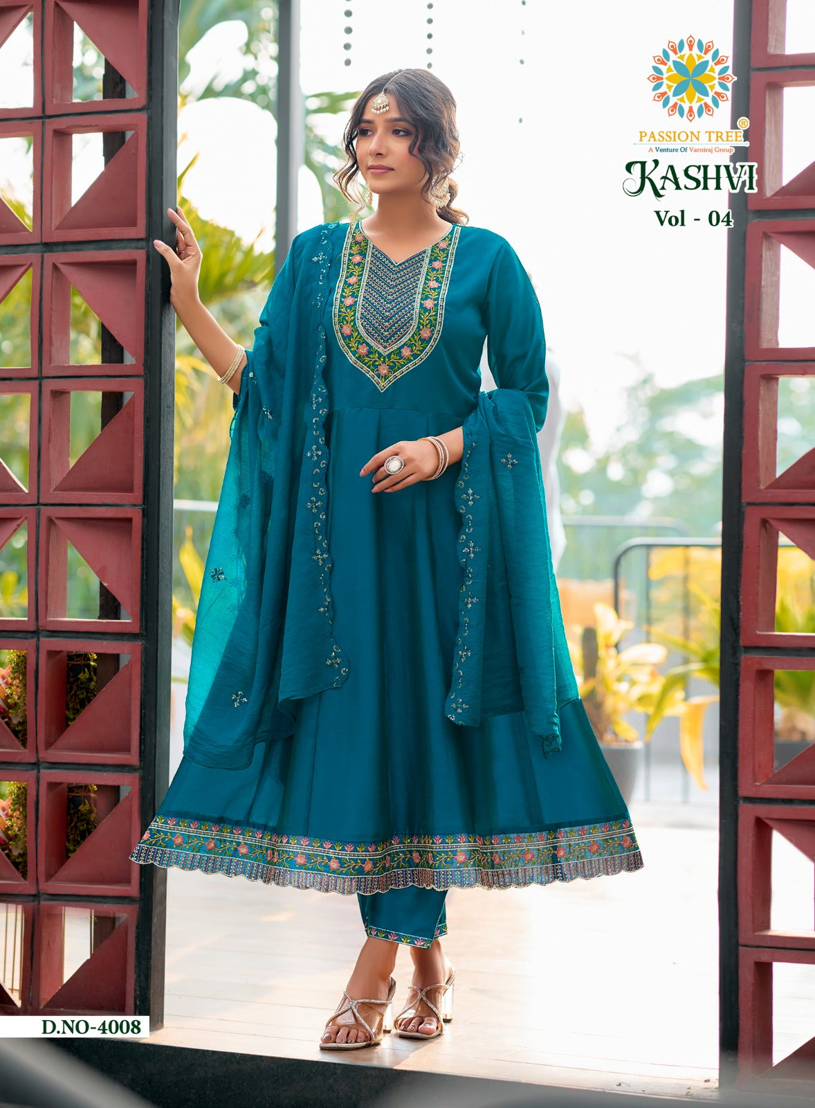 Kashvi Vol 4 Passion Tree Vichitra Silk Readymade Anarkali Suits Supplier