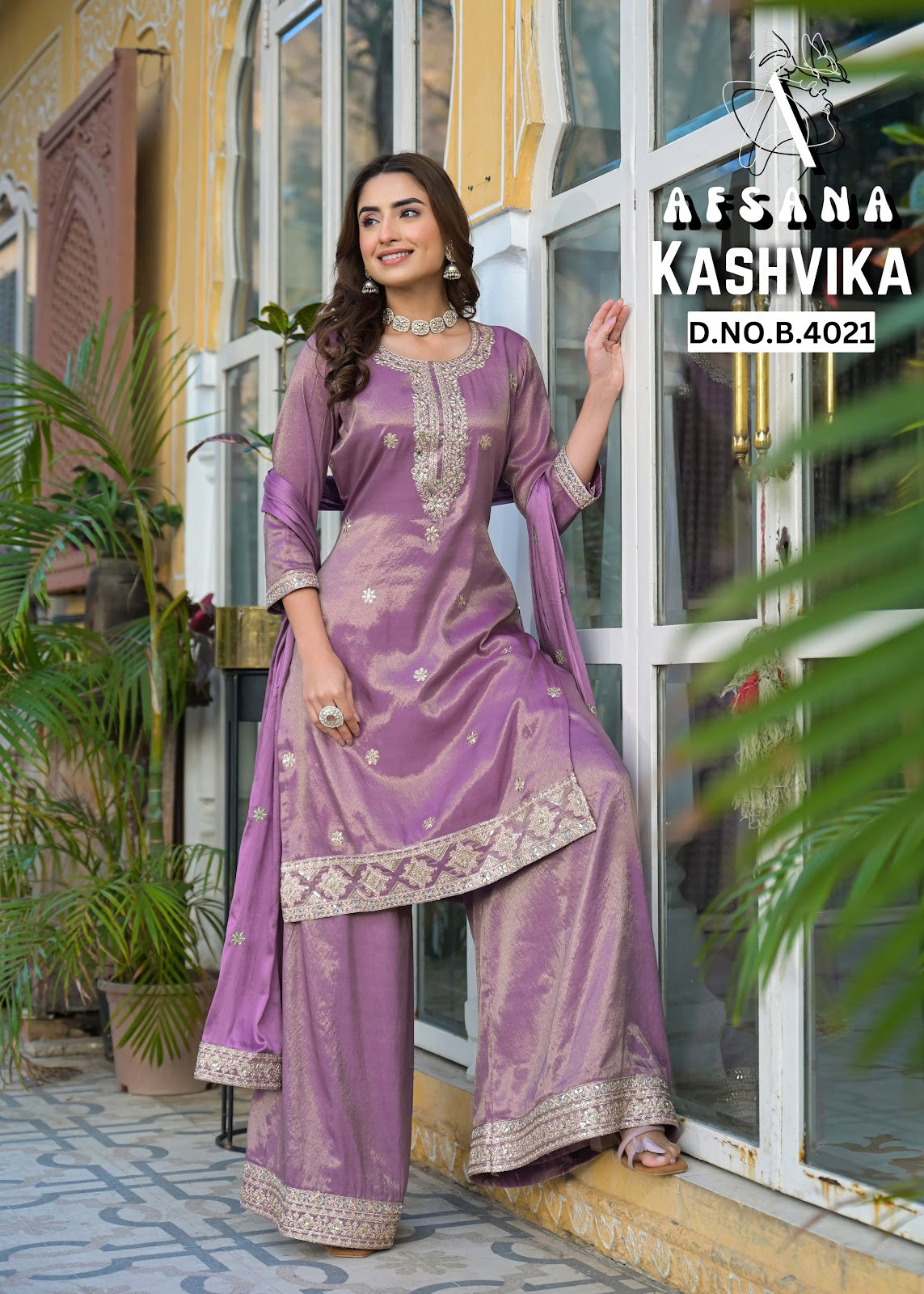Kashvika Afsana Shimmer Readymade Plazzo Style Suits Supplier India