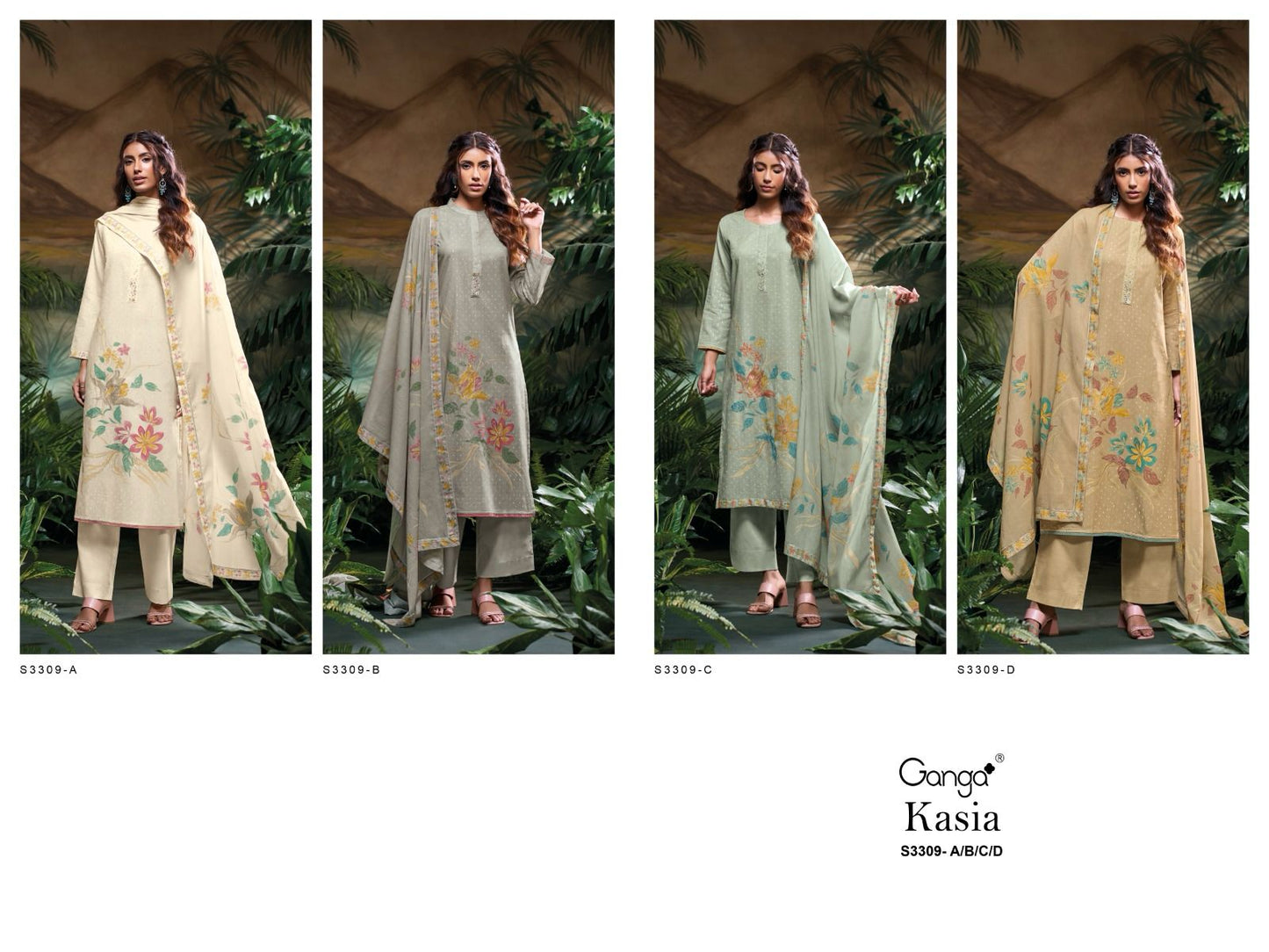 Kasia 3309 Ganga Premium Cotton Pant Style Suits Exporter