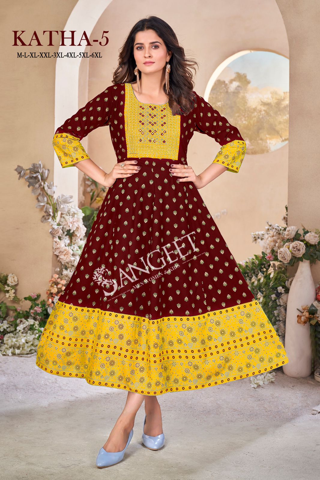 Katha 5 Sangeet Rayon Anarkali Kurtis Manufacturer Ahmedabad
