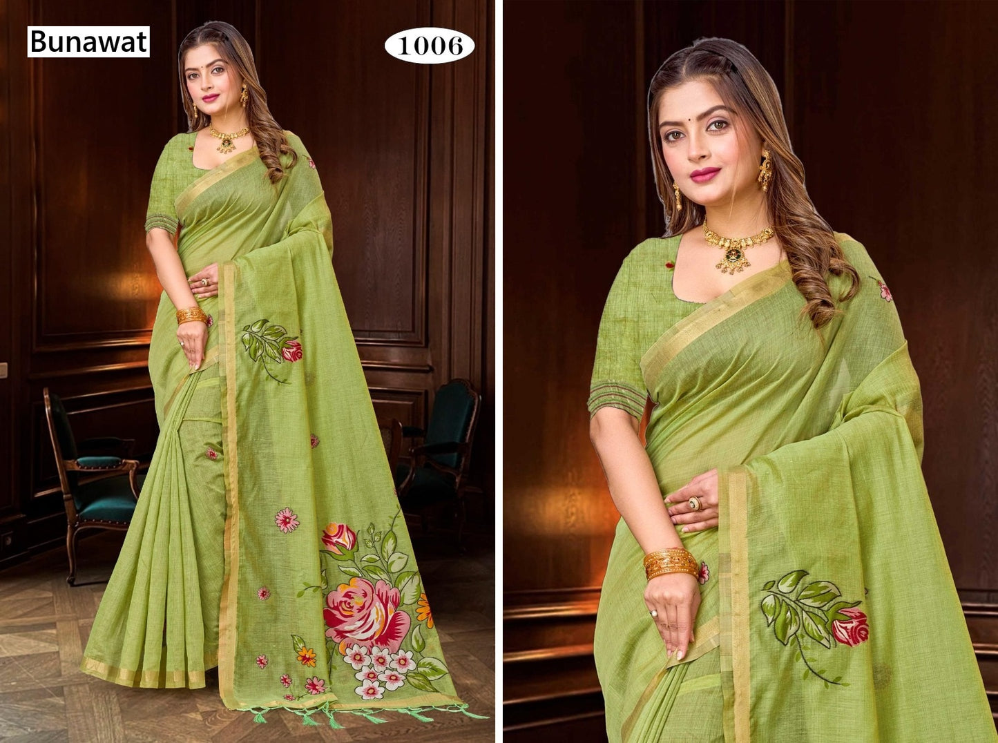 Katha Bunawat Cotton Blend Sarees Supplier India