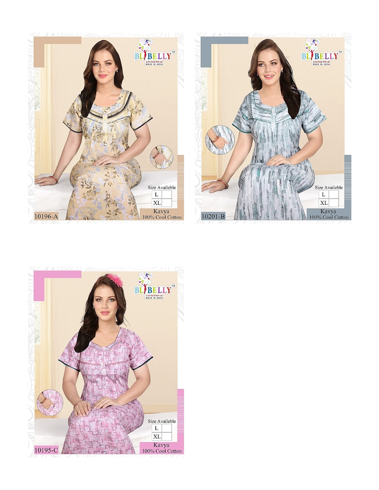 Kavya Belly Cotton Night Gowns Manufacturer