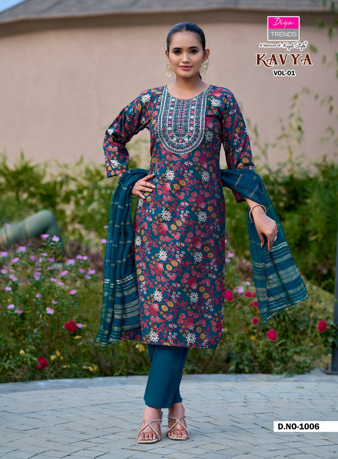Kavya Vol 1 Diya Trends Vertican Readymade Pant Style Suits Wholesaler