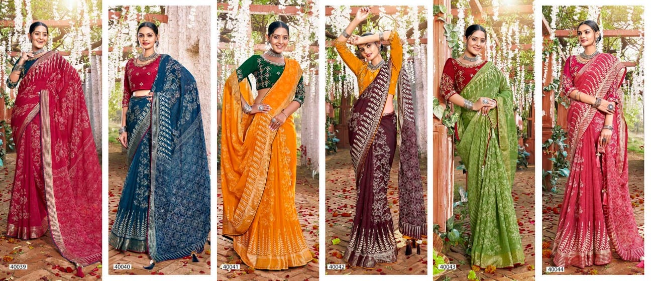 Kaya 5D Designer Nilgiri Chiffon Sarees