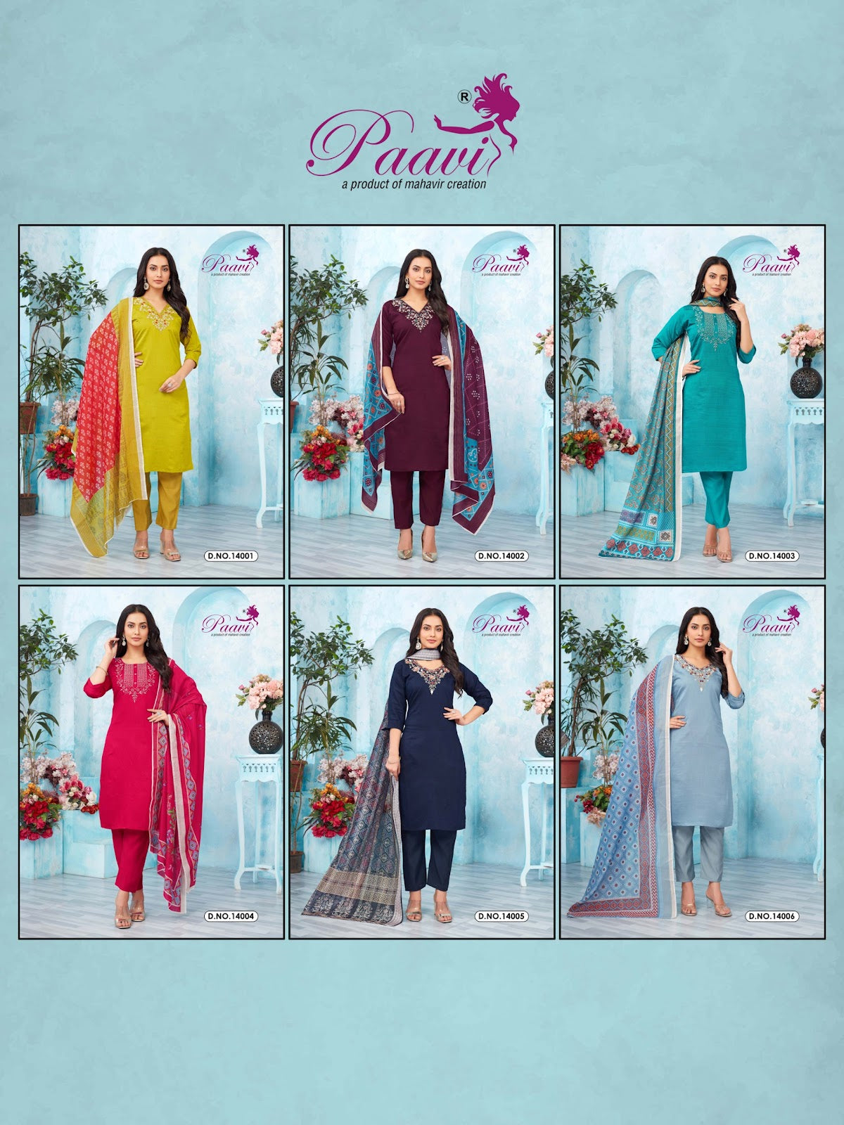 Kayal Paavi Vertical Readymade Pant Style Suits Wholesale