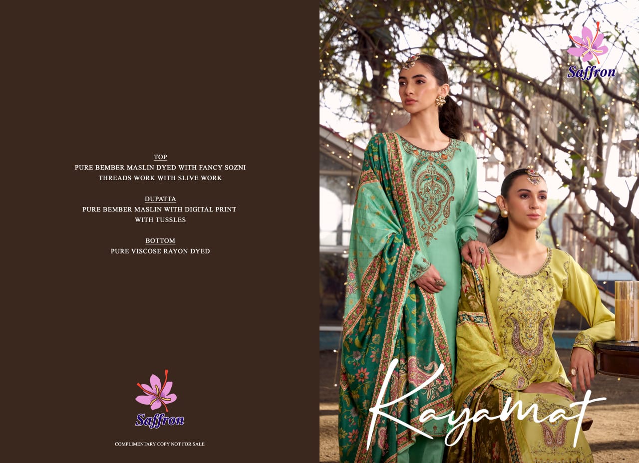 Kayamat Saffron Pure Bemberg Pant Style Suits Exporter
