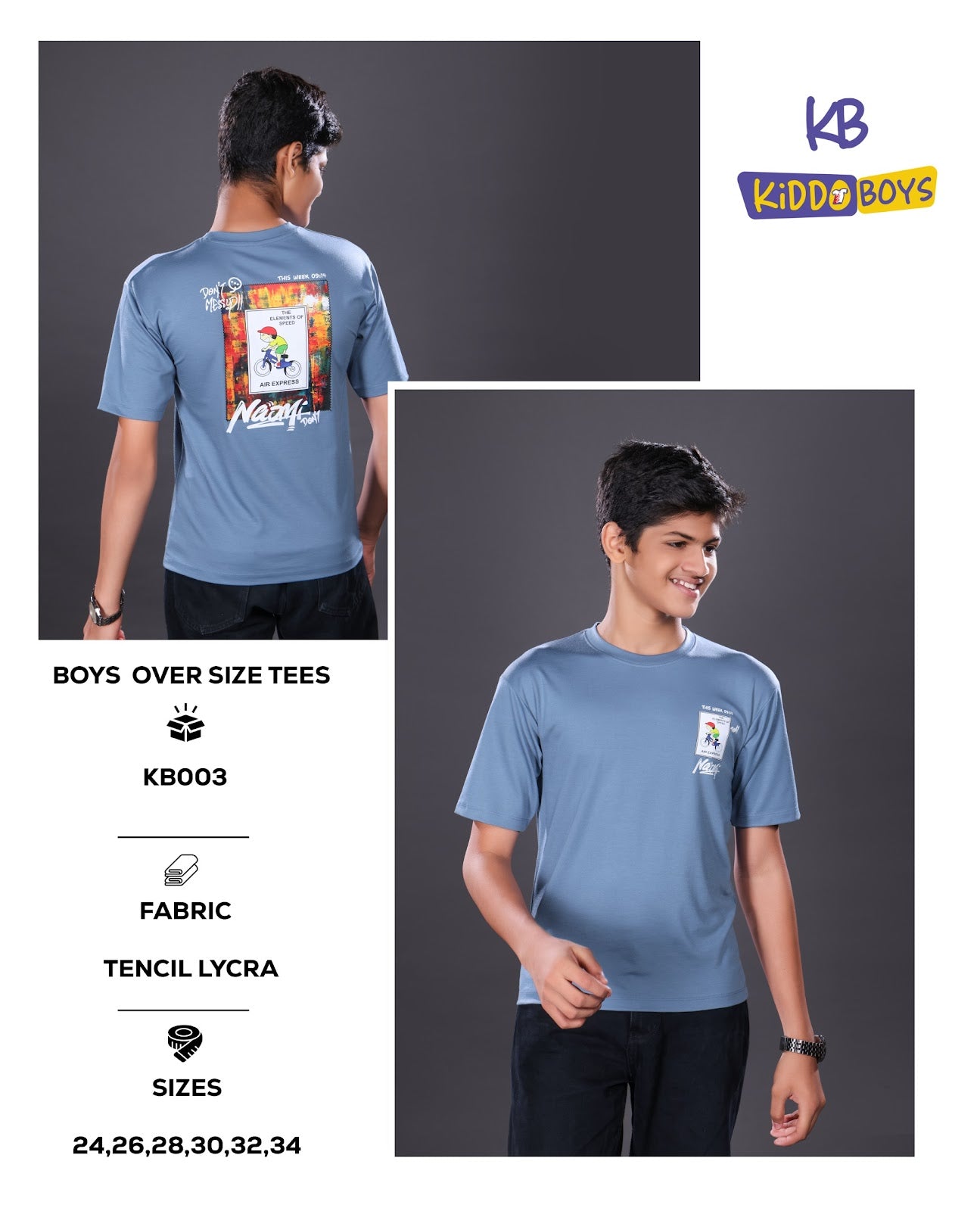 Kb003 Down Shoulder Kiddo Tencil Lycra Boys Tshirt Manufacturer Gujarat