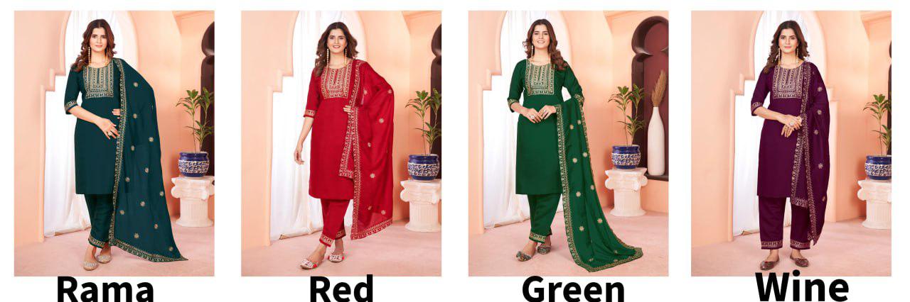 Kc - 3055 Stkst Viscose Readymade Pant Style Suits Supplier