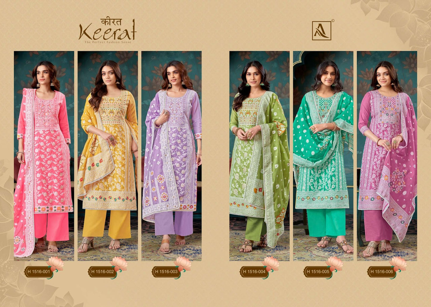 Keerat Alok Jacquard Pant Style Suits Supplier Gujarat