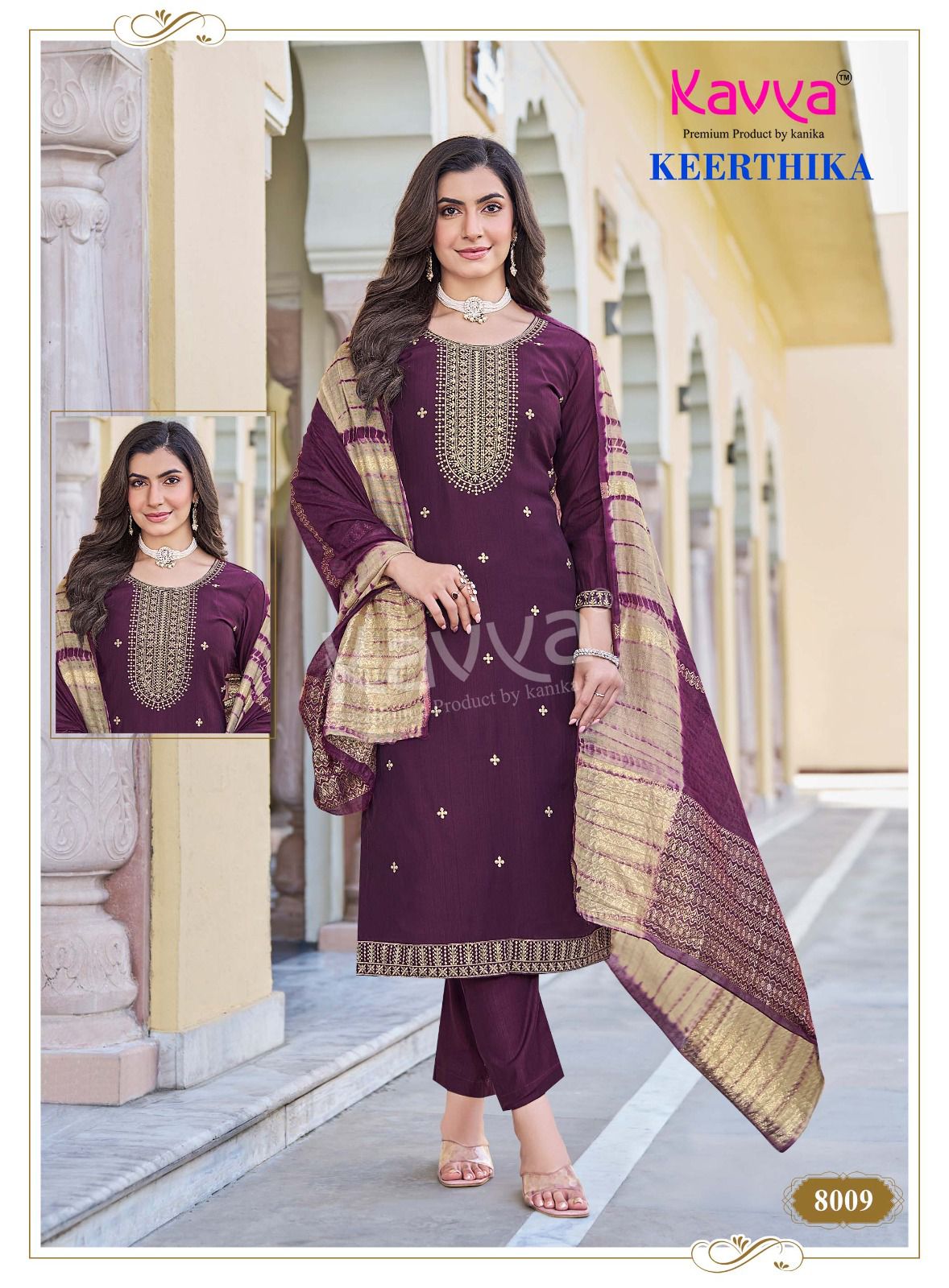 Keerthika Vol 8 Kavya Viscose Vetican Readymade Pant Style Suits Exporter Ahmedabad