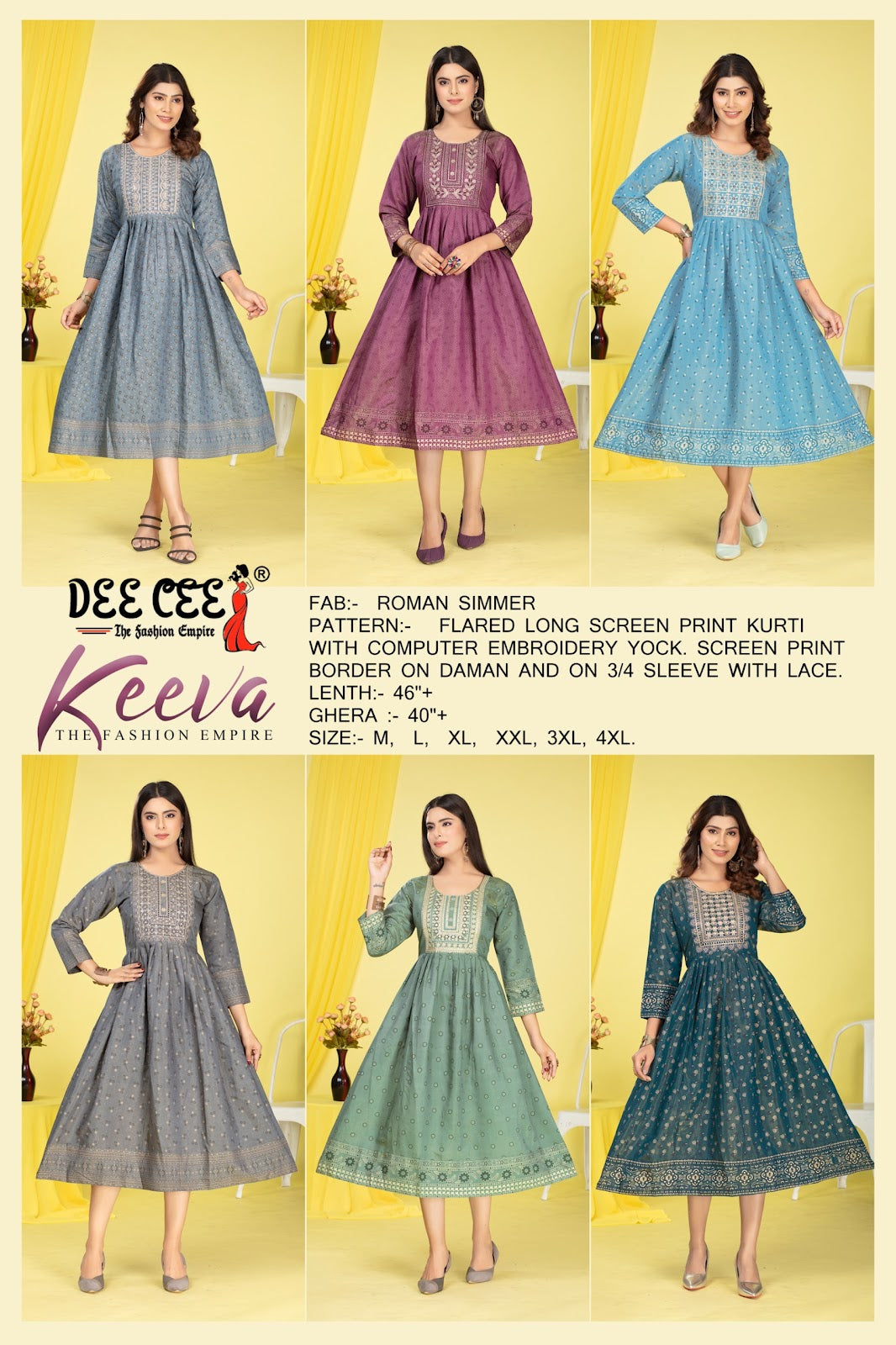 Keeva Deecee Roman Simmer Anarkali Kurtis Exporter