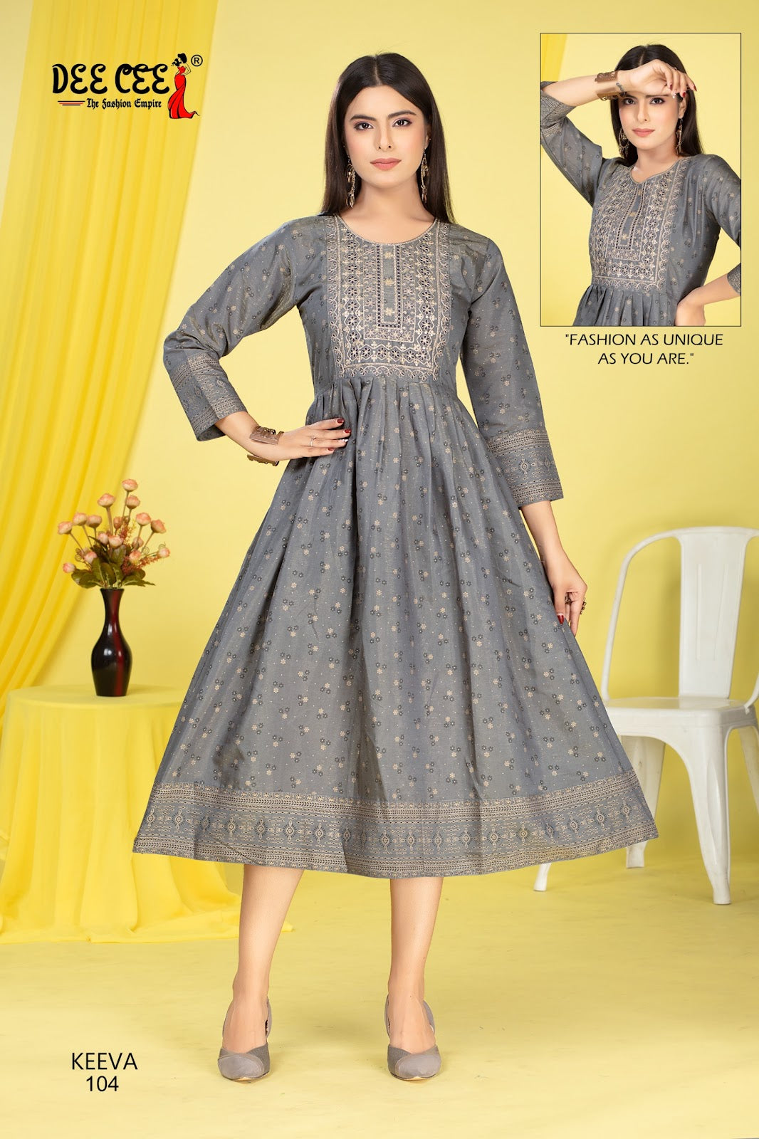 Keeva Deecee Roman Simmer Anarkali Kurtis Exporter