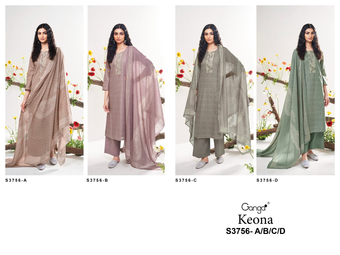 Keona 3756 Ganga Premium Cotton Plazzo Style Suits Wholesaler Gujarat
