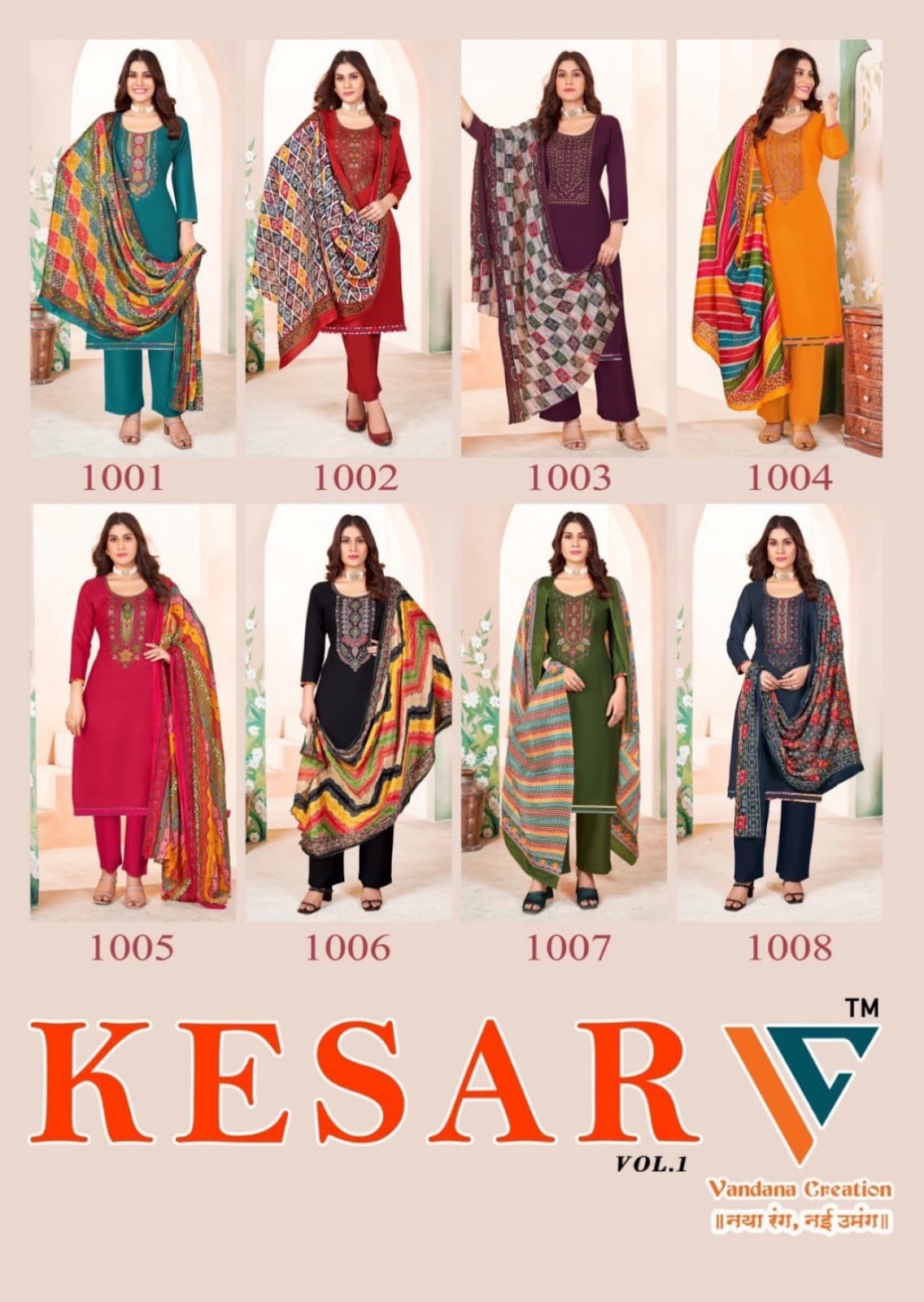 Kesar Vol 1 Vandana Creation Reyon Pant Style Suits Wholesaler India