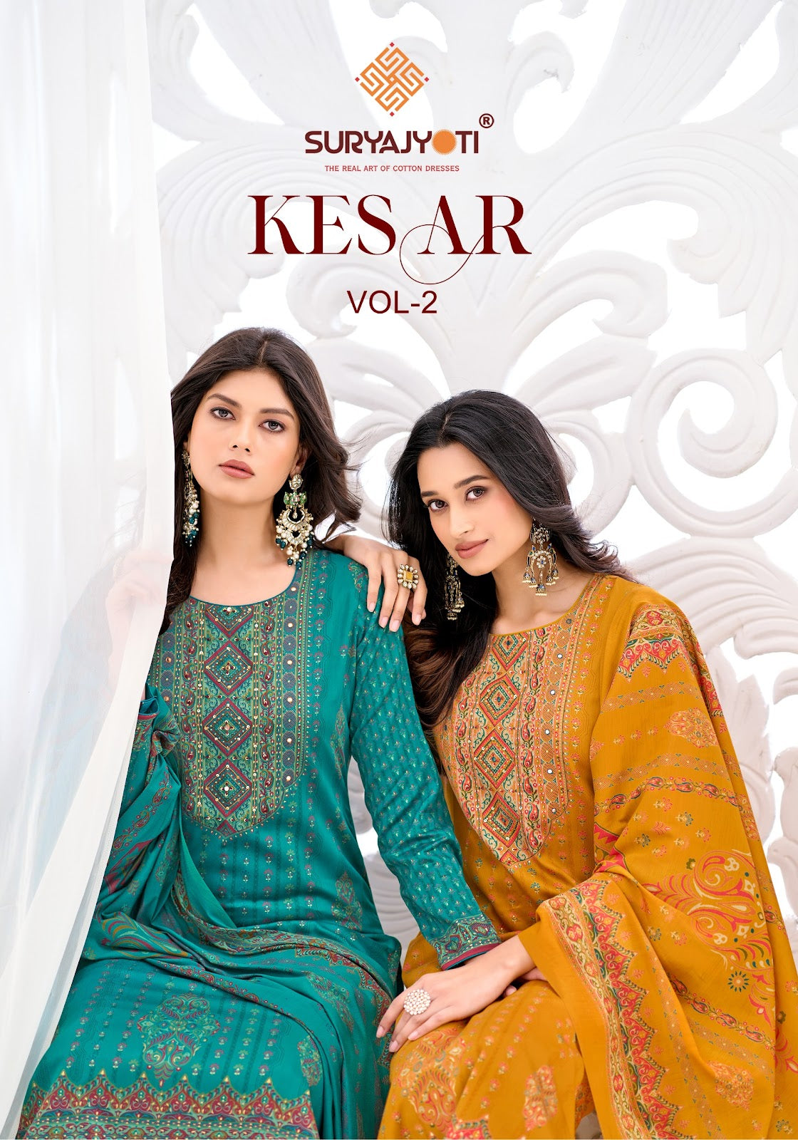 Kesar Vol 2 Suryajyoti Jaam Satin Pant Style Suits Supplier